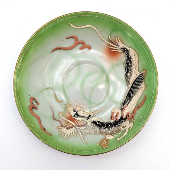 Antique Dragonware Demitasse Cup and Saucer Hand Painted with Moriage - Picture 5 of 9